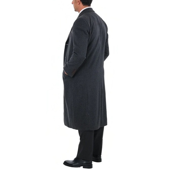 NEW Arthur Black Cashmere Wool blend Charcoal Gray full length overcoat top coat - Picture 2 of 15
